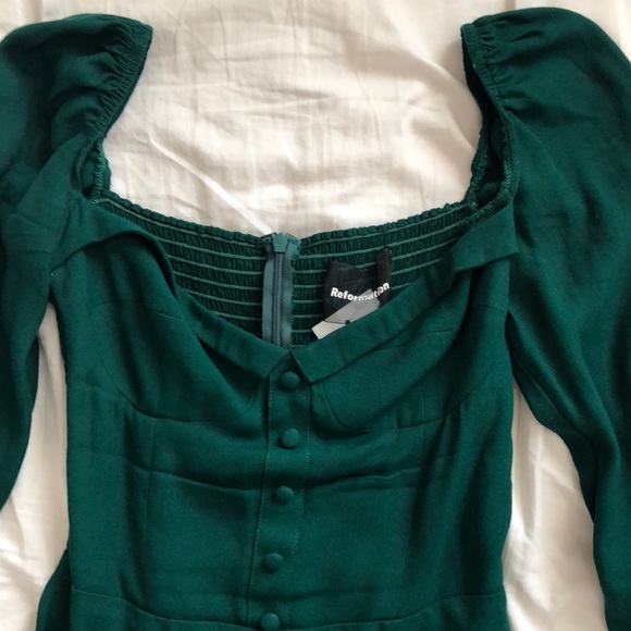Forest Green Reformation Dress Size 0 - Picture 2 of 3
